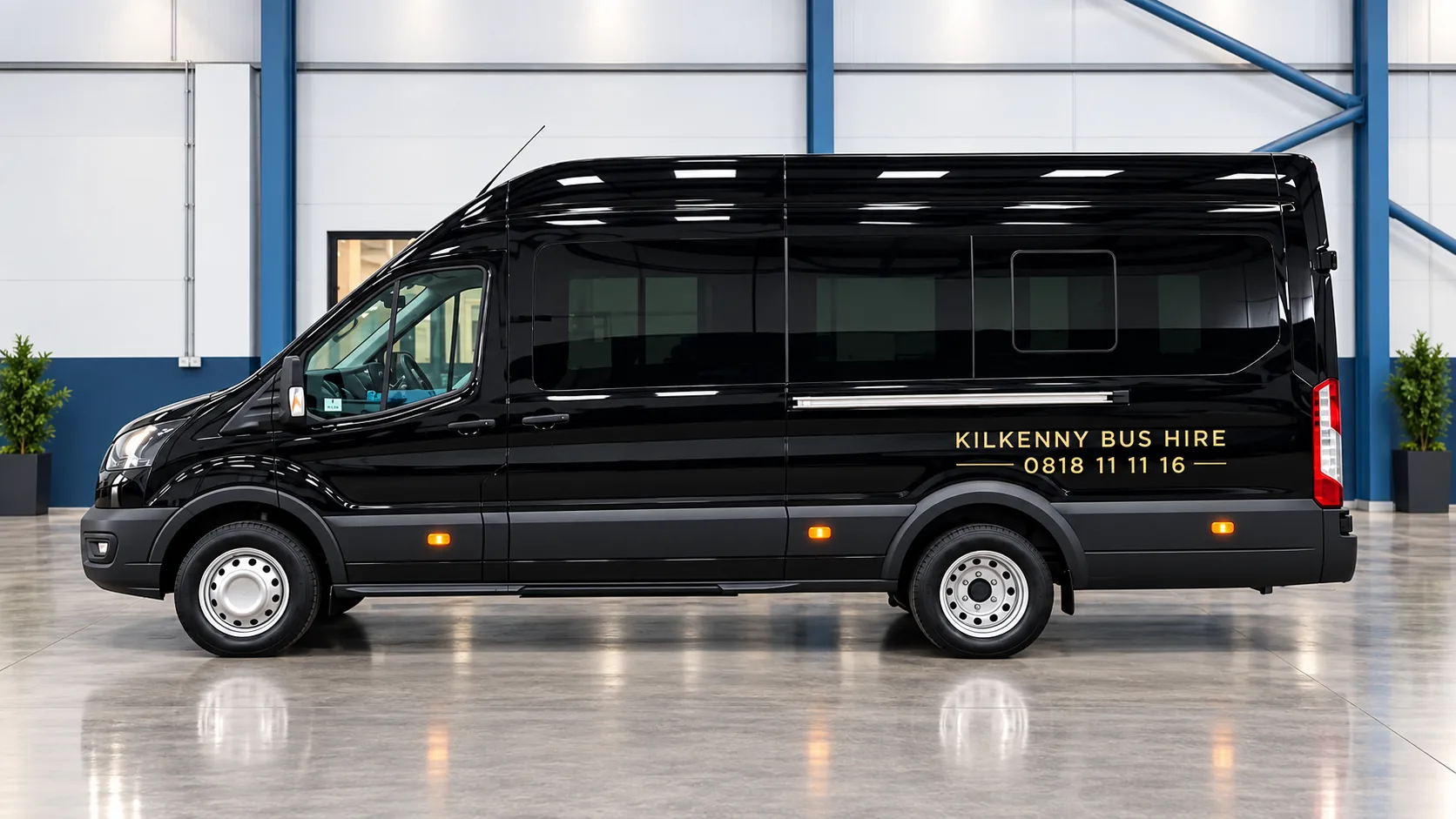 Black executive minibus used for corporate transfers from Kilkenny